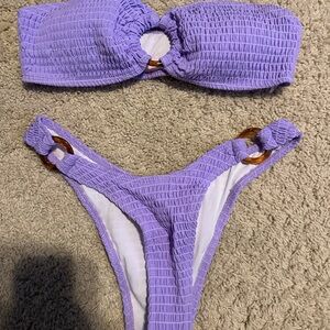 Purple Textured Bikini Set